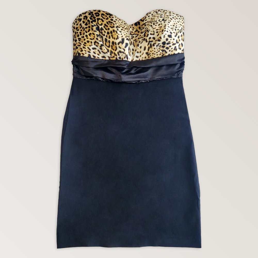 Leopard Print Mini Dress, Y2K Bodycon Dress, Size M